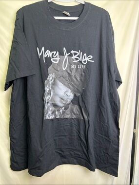 Mary J Blige 'My Life' Black Graphic Short Sleeve Tee